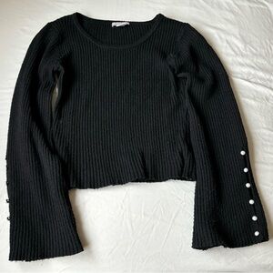 Sincerely Jules Black Ribbed Knit Top